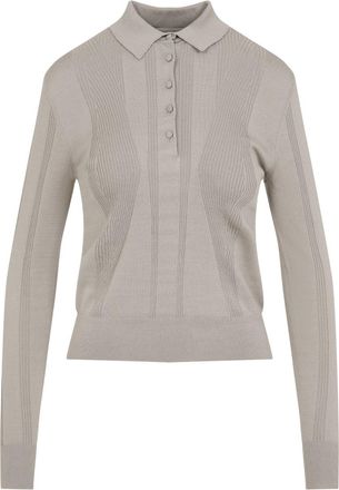 Dries Van Noten Light Grey Cotton Polo-Donna