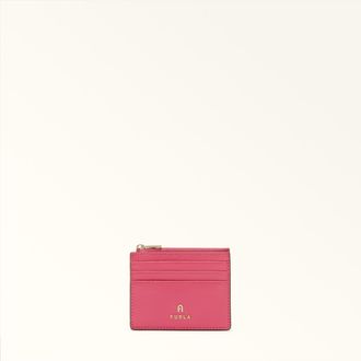 Furla Camelia Card Case S Velvet Pink Pink Textured Leather Woman