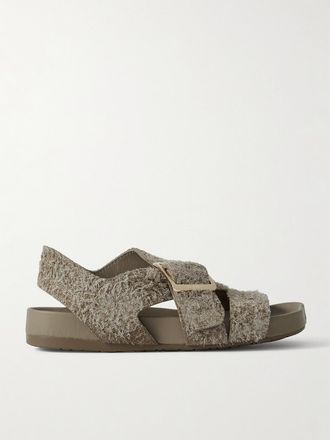 Loewe Sandali In Camoscio Spazzolato Con Fibbia Ease - Marrone