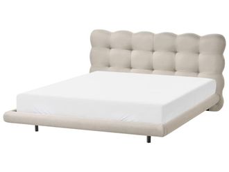 Beliani Cama matrimonial de tejido beige 160x200