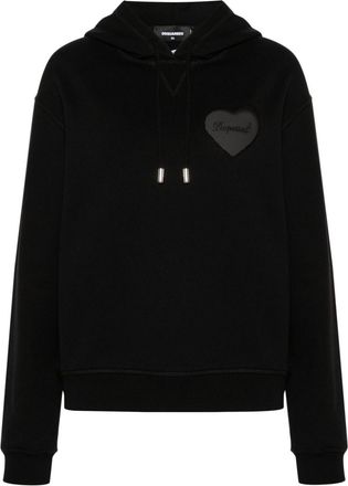 Dsquared2 rhinestone-embellished logo hoodie - women - Cotton - M - Black
