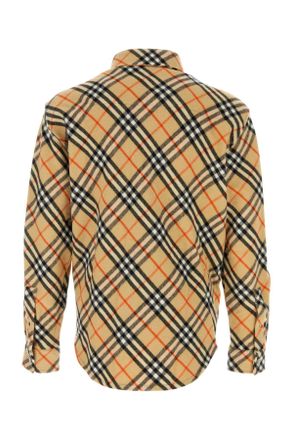 Burberry Mens Embroidered Flannel Shirt Sandipcheck Exterior: Wool Camicie