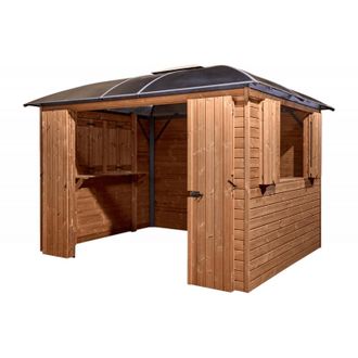 Foresta Quiosco Bar Piscina Caseta Jard&iacute;n Cenador 360x300 Cm - Techo De Abeto Tratado T&eacute;rmicamente Y Policarbonato De 6 Mm - Estructura De Aluminio - Gl3630th