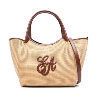 Emporio Armani Tote Bags, female, Brown, Size: ONE SIZE Woven Tote Bag