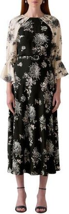 L.k. Bennett Mimi Floral Print Midi Dress in Cream Multi at Nordstrom Rack, Size 12