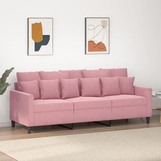 vidaXL Sof&aacute; De 3 Plazas Terciopelo Rosa 180 Cm Vidaxl