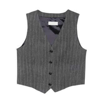 Circolo 1901 Fd 4129 Pinstripe Vest - Dames - Bodywarmers - Grijs - S - Katoen - Jassen