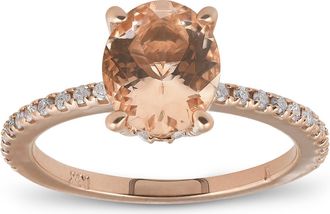 Pompeii3 2.30ct Oval Peach Morganite Halo Diamond Engagement Wedding Ring Rose Gold