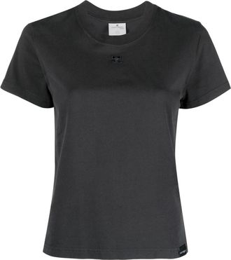 Courrèges logo-embroidered cotton T-shirt - women - Cotton - S - Grey