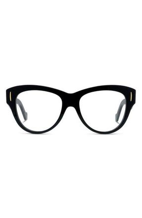 Loewe Anagram 52mm Round Optical Glasses in Shiny Black at Nordstrom