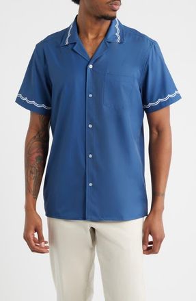 MAVRANS Blue Waves Performance Camp Shirt at Nordstrom, Size Xx-Large