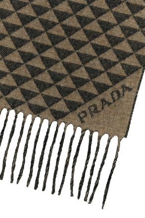 Prada Mens Embroidered Wool Blend Scarf Antracitenoisette Wows Sciarpe E Foulard Scarfs