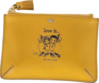 Anya Hindmarch Love Is Zipped Wallet in Yellow Goat Leather
