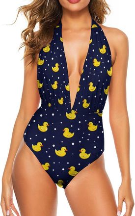 Generic Yellow Rubber Duck Swimming Costume Women Sexy Swimsuit Bathing Suit One Piece Swimwear XL