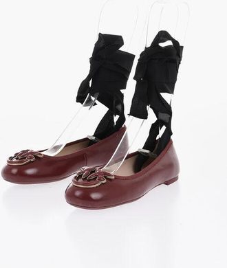 Pinko Nappa Ballet Flats With Removable Lace-Up Detail size 36