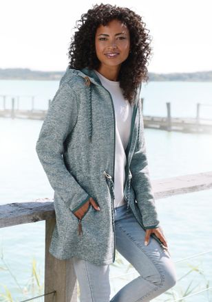 Lascana Fleecejacke LASCANA, Damen, Gr. 32/34, blau (petrol), Fleece, Obermaterial: 100% Polyester, unifarben, Jacken Fleecejacke, mit Kapuze