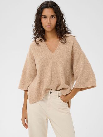 Inwear Womens Loose fuzzy Johnny collar sweater