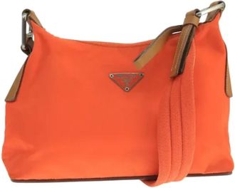 Prada Pre-owned Shoulder Bags, female, Orange, Size: ONE SIZE Pre-owned Vintage Nylon Shoulder Bag