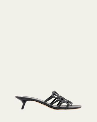 Loewe x Paulas Ibiza Petal Anagram Leather Caged Mule Sandals
