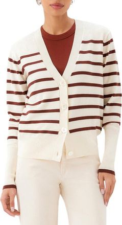Karen Kane Stripe Cardigan Sweater in Cream/chocolate at Nordstrom, Size X-Small