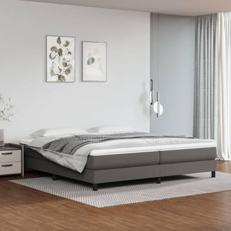 vidaXL Vidaxl - Cama Box Spring Con Colch&oacute;n Cuero Sint&eacute;tico Gris 200x200 Cm