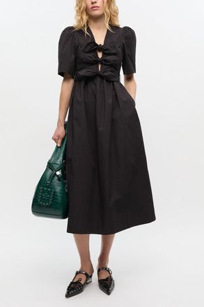 Ganni Black Stretch Cotton Dress - Size 34 Organic