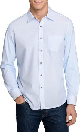 W.R.K Slim Fit Abstract Squiggle Reworked Button-Up Shirt in White/blue at Nordstrom, Size Xx-Large