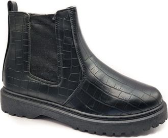 Generic Womens Wide Fit Ankle Chelsea Boots Flat Black Faux Leather Zip Up Shoe Black Patent Size 5