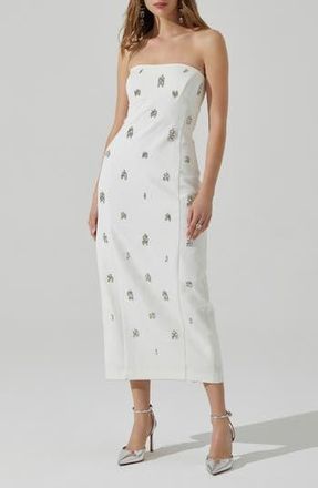 ASTR the Label Camryn Embellished Strapless Maxi Dress in White at Nordstrom Rack, Size X-Small
