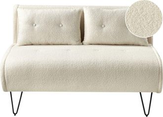 Beliani Sof&aacute; Cama Glamuroso 2 Plazas Con Cojines De Boucl&eacute; Beige Claro Vestfold