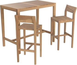 Rendez-Vous D&eacute;co Mesa y sillas de bar exterior para 4 personas en s&oacute;lida madera de teca