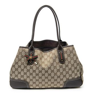 Gucci Pre-owned Womens Web Medium Princy Tote Shoulder Bag - Beige - One Size