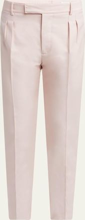 Alexander McQueen Mens Pleated Wool-Mohair and Satin Stripe Tuxedo Trouseers