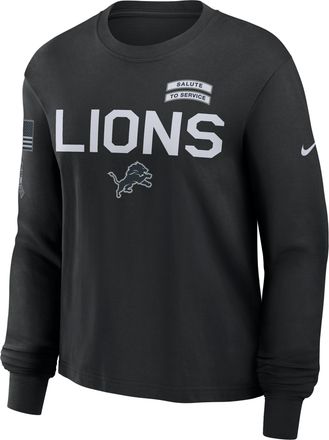 Nike Detroit Lions Salute to Service Sideline Nike Womens Dri-FIT NFL Long-Sleeve T-Shirt in Black | 02GD00AA2B-ED0