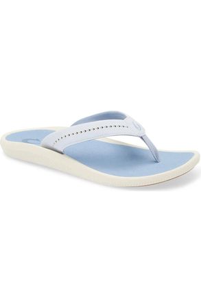 Olukai Womens Ulele Water Resistant Flip Flop Sandal In Lanai Breeze/ocean Fog