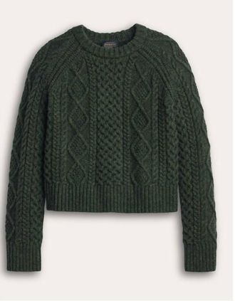 Pendleton Womens Fisherman Wool Cable Sweater In Green
