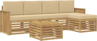 vidaXL Conjunto De Sof&aacute;s De Exterior 6 Uds. Y Beige Poli&eacute;ster Vidaxl