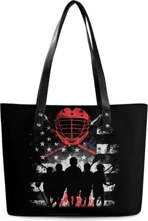 Generic USA Flag Lacrosse Tote Bags for Women Cute Shoulder Purses Handbags