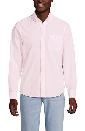 Lands End Long Sleeve Seersucker Shirt in Sea Salt Pink Stripes at Nordstrom, Size Xx-Large