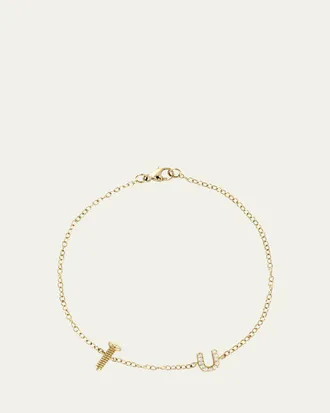 Alison Lou 14K Yellow Gold Screw U Diamond Station Bracelet