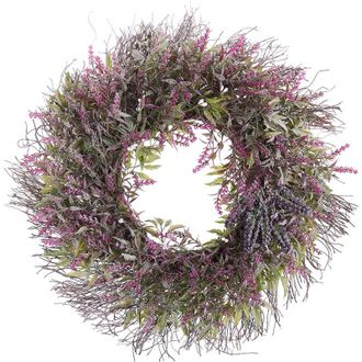 Beliani Guirnalda De Puerta P&uacute;rpura Hecha A Mano Decorativa Flor Artificial Redonda 50 Cm Decoraci&oacute;n De La Pared De Mesa Estilo R&uacute;stico Telde