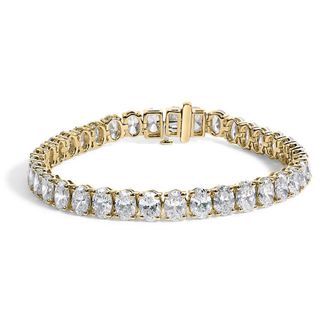 House of Brilliance IGI Certified 14K Yellow Gold 18 1/2 Cttw Oval Cut Lab Grown Diamond Tennis Bracelet