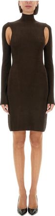 Helmut Lang Air Turtleneck Dress - Dames - Korte kleedjes - Bruin - XS - Kleedjes