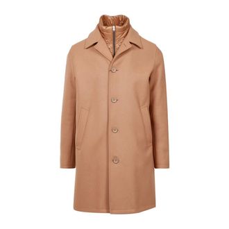 Herno Wollen jas met afneembare bib - Heren - Mantel - Bruin - M - Wol - Jassen