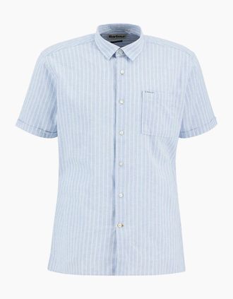 Barbour Mens Barbour Nelson Striped Short Sleeve Shirt - Blue - Size: Regular/36