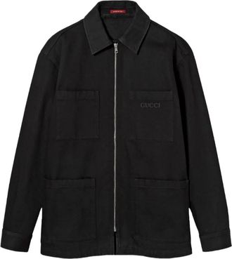 Gucci Jack met opgestikte zak en rits - Zwart