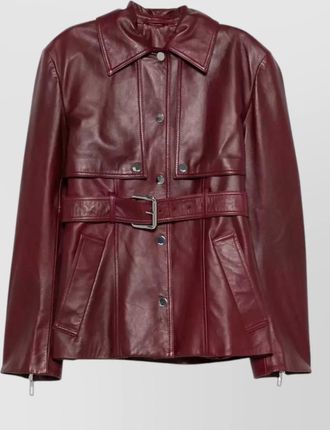Sportmax leather jacket belted waist waistband detail