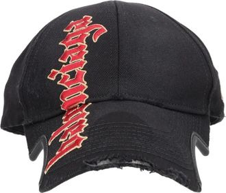 Balenciaga Black Gothic Distressed Baseball Cap