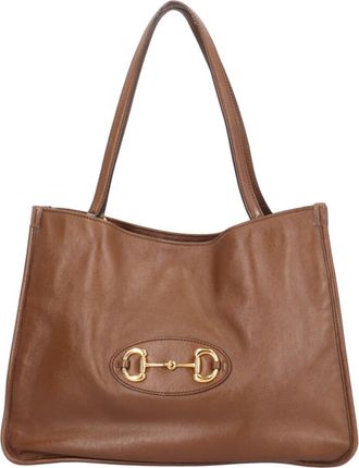 Gucci Brown Leather Handbag Tote Bag (Pre-Owned)