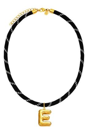 Petit Moments Bubble Initial Pendant Cord Necklace in Black-E at Nordstrom